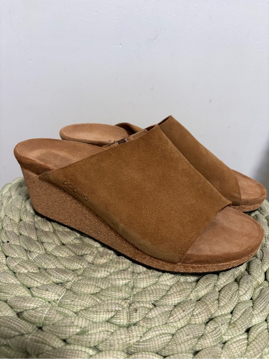 Papillio Shoes - NEW BIRKENSTOCK Papillio Namica Tea Brown Suede Cork Wedge Slide Sandals